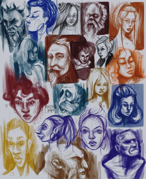 100 heads challenge art digital portraits