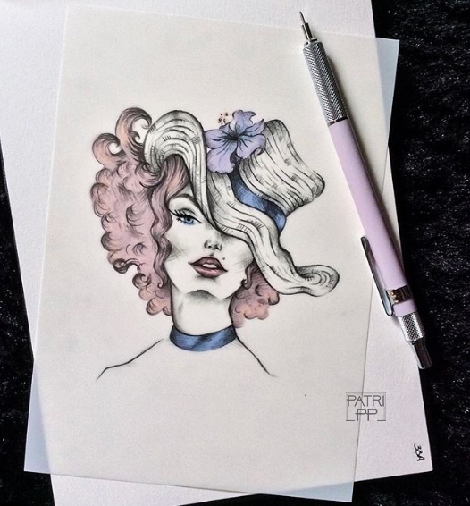 lady with a hat drawing