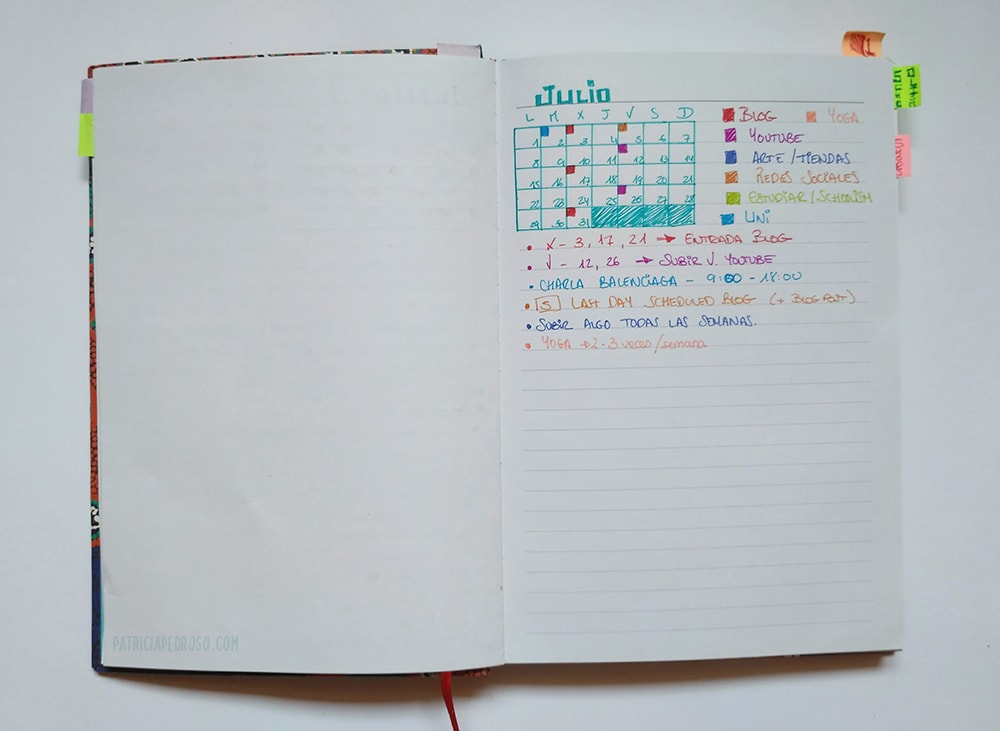 Monthly tracker spread bullet journal