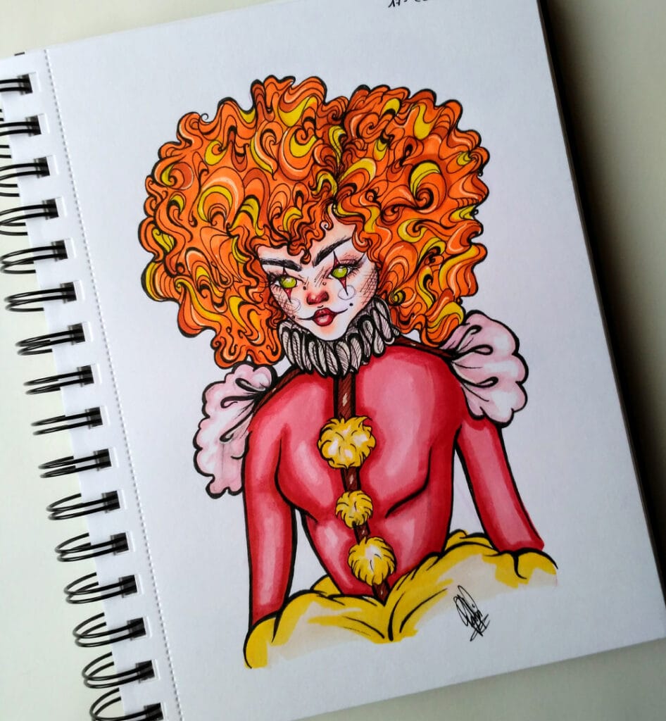 inktober 2017 clown markers illustration