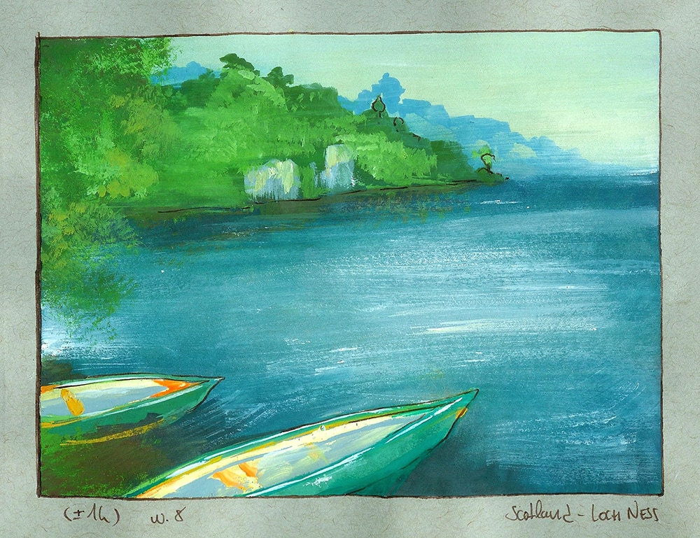 Landscape sketching in watercolour and gouache by Nathan Fowkes loch ness