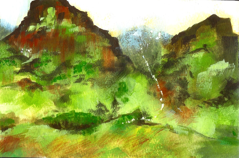 Landscape sketching in watercolour and gouache by Nathan Fowkes highlands