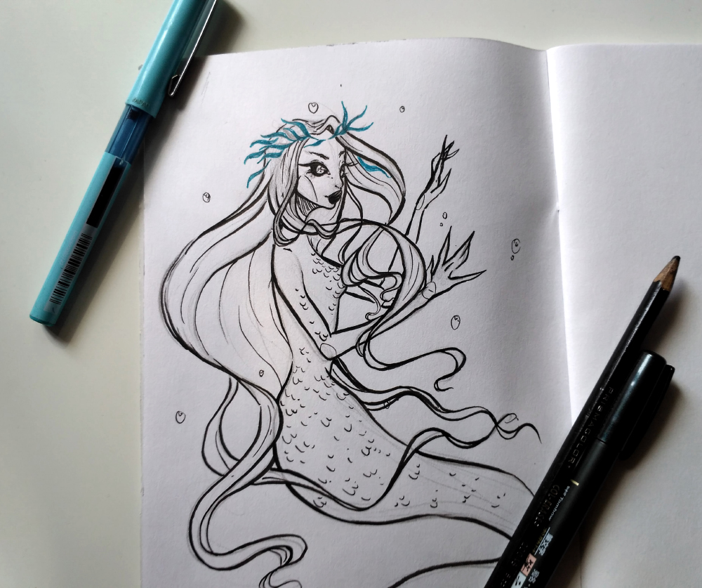 mermay mermaid doodle sketchbook