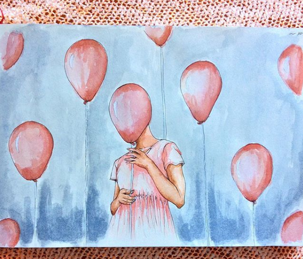 balloons watercolor painting