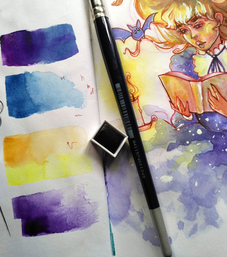 watercolour paints test swatch sketchbook