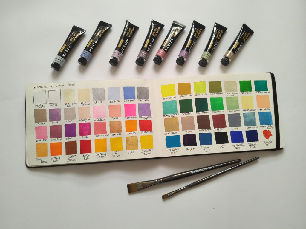 What can you do with 60 GOUACHE COLORS? - Arteza 60 Gouache Set Review 