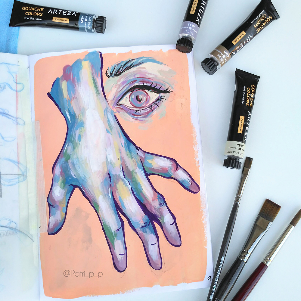 arteza gouache hand study