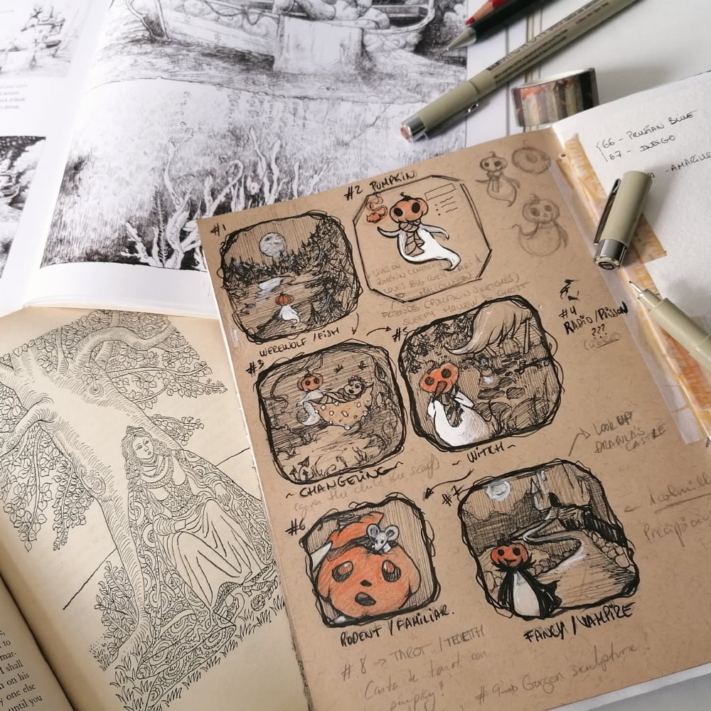 drawlloween thumbnails pumpkin sketchbook