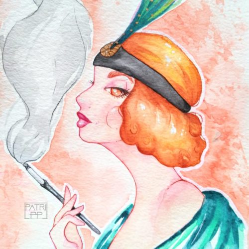 Roaring 20s portrait girl woman smoking twenties flapper