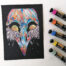 bird tears skull gouache colourful painting