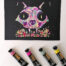 cat skull colourful gouache painting (2)