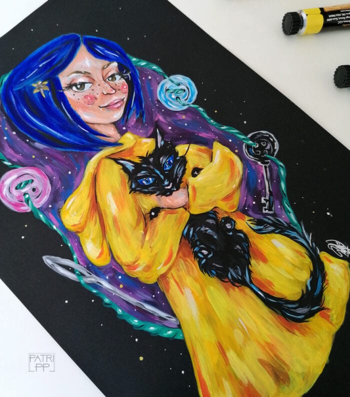 coraline laika acrylic painting original art patricia pedroso