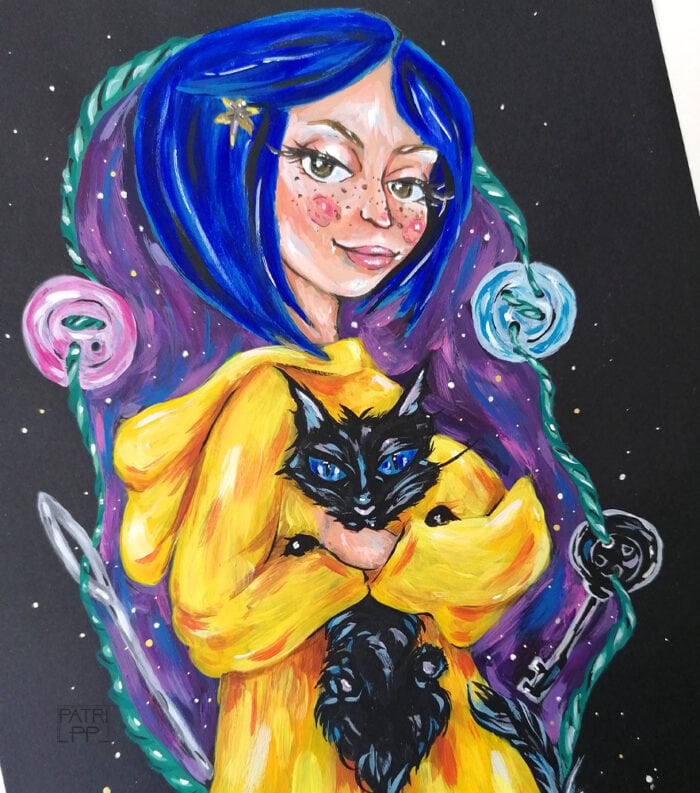 coraline laika acrylic painting original art patricia pedroso