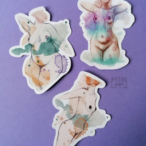 selflove sticker set body positivity watercolour splash