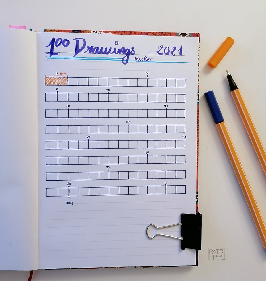 bullet journal drawing tracker goals and resolutions