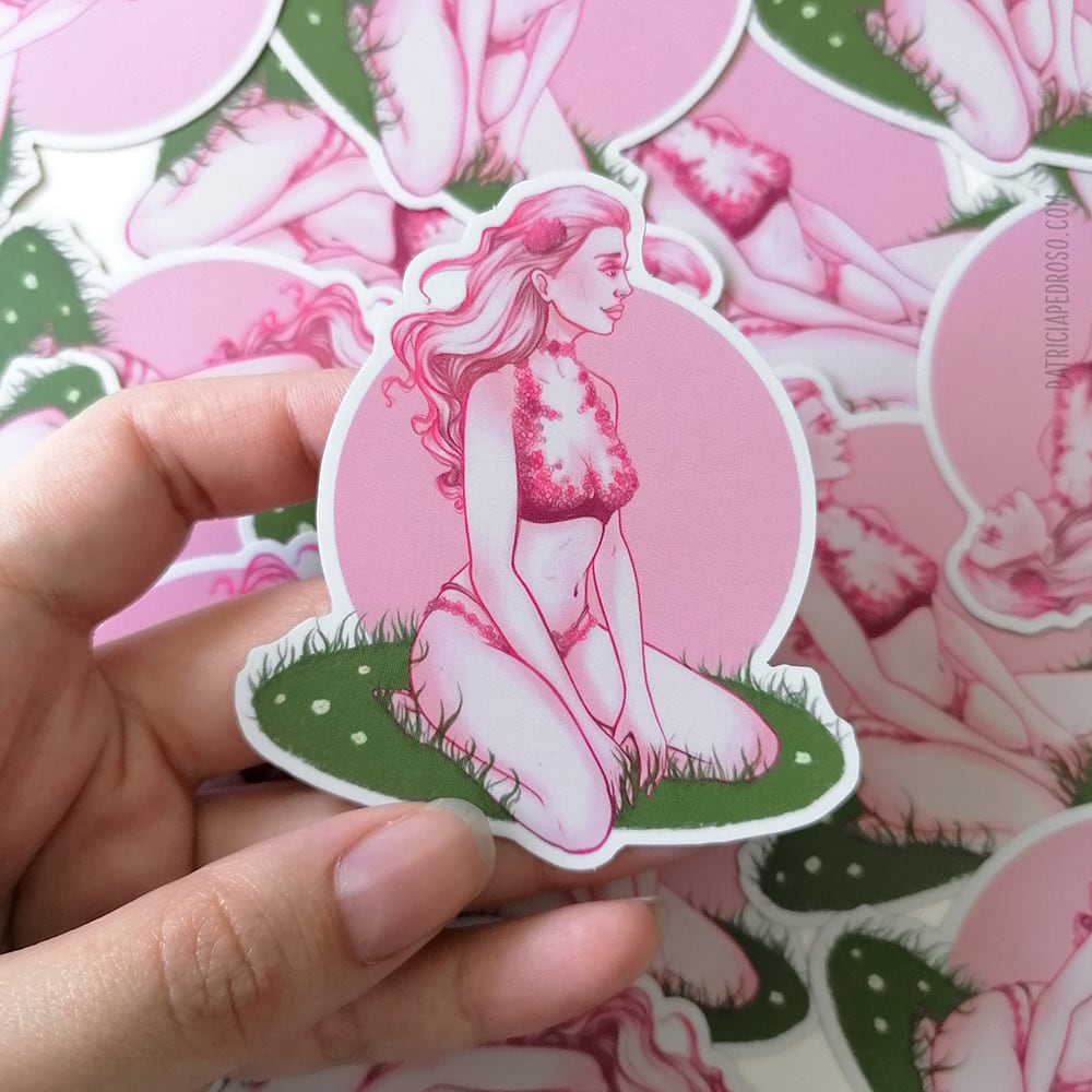 floral lingerie sticker matte holographic