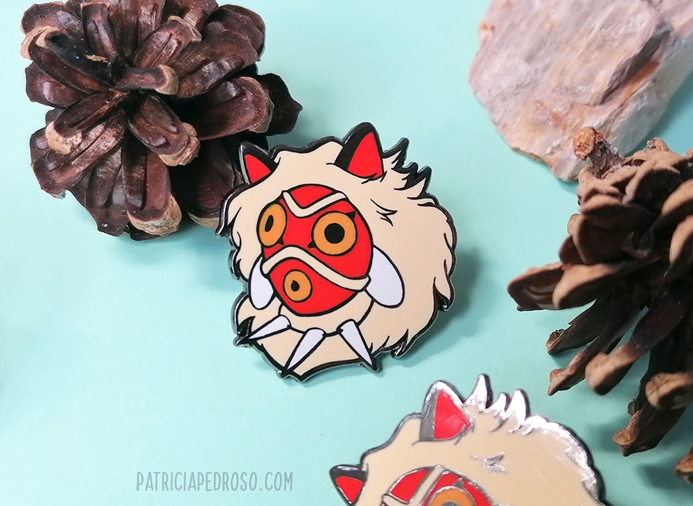 Mononoke mask enamel pin