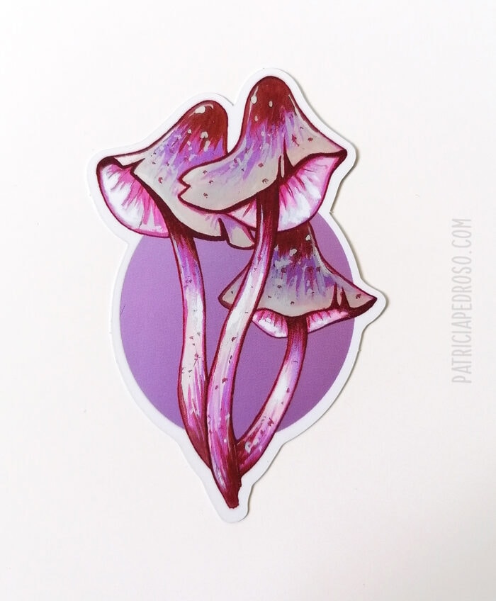 magic mushrooms stickers matte mirror