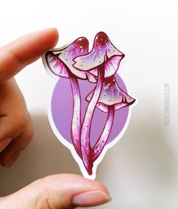 magic mushrooms stickers matte mirror