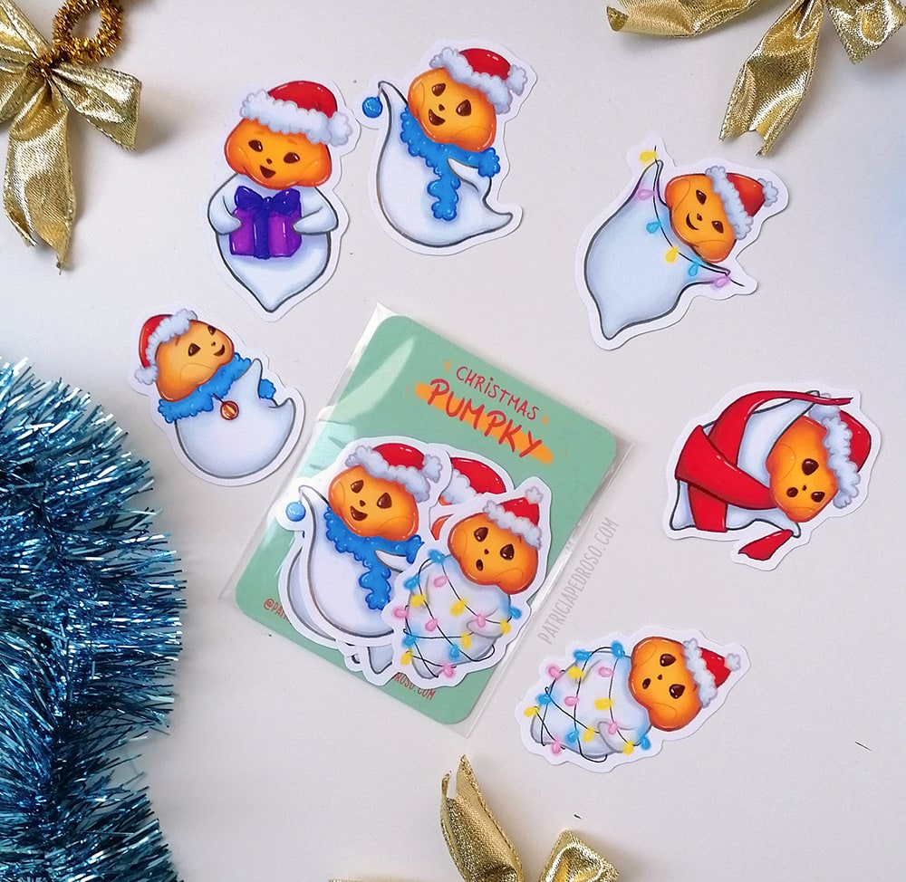 pumpky ghost christmas stickers 2