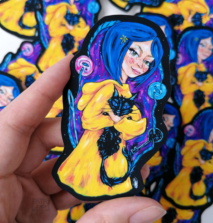 coraline laika sticker black