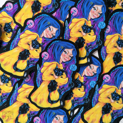 coraline laika sticker black