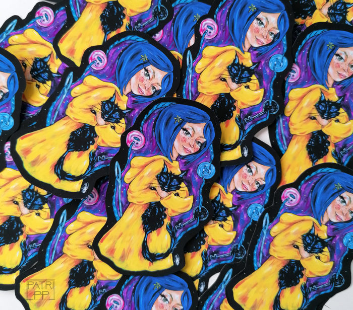 coraline laika sticker black