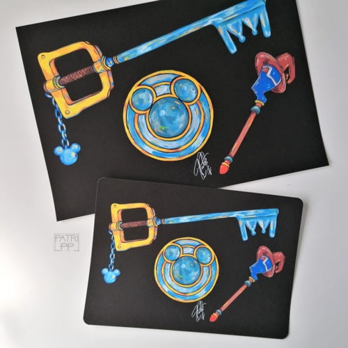 Prints Kingdom Hearts keyblade shield staff