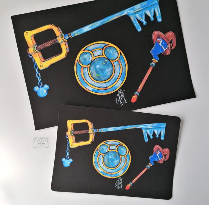 Prints Kingdom Hearts keyblade shield staff