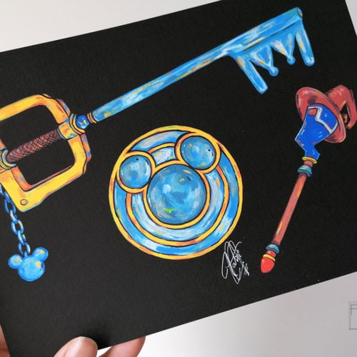 Prints Kingdom Hearts keyblade shield staff