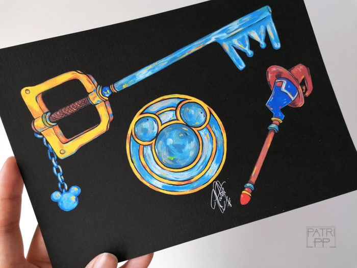 Prints Kingdom Hearts keyblade shield staff