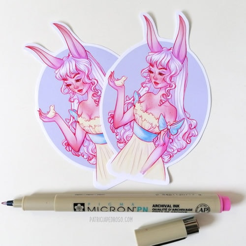 Spring bunny girl easter sticker