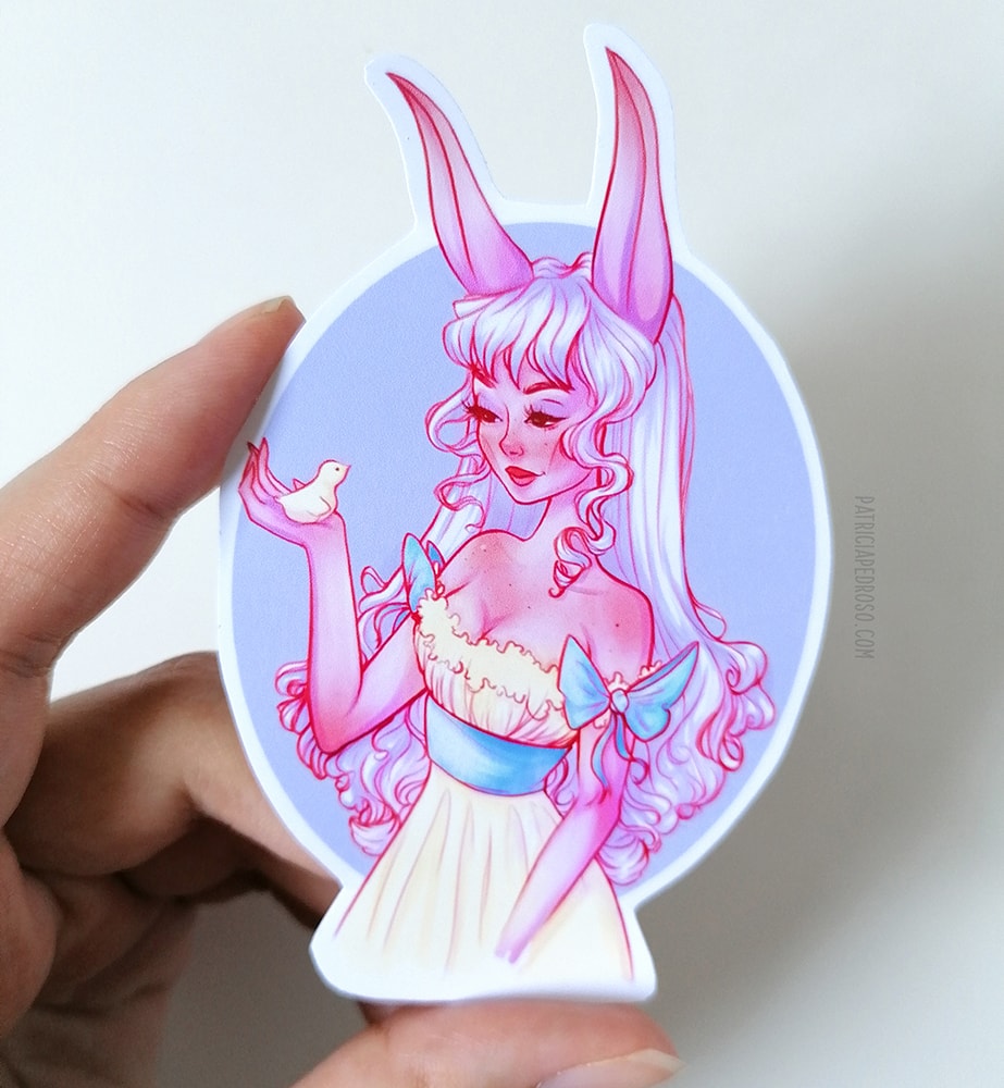 Spring bunny girl easter sticker