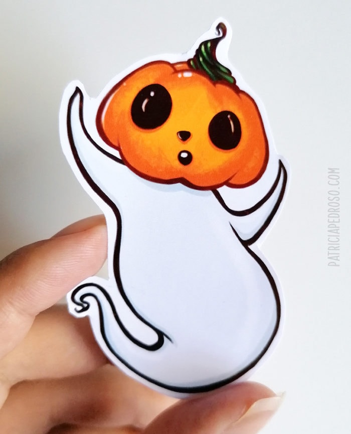 Pumpky halloween ghost sticker set