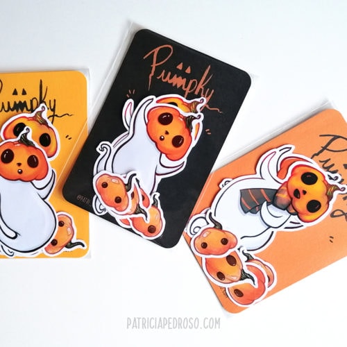 Pumpky halloween ghost sticker set