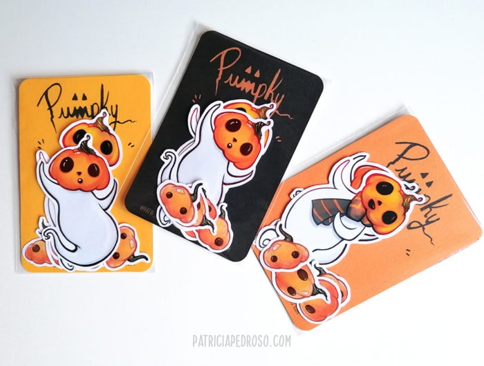 Pumpky halloween ghost sticker set