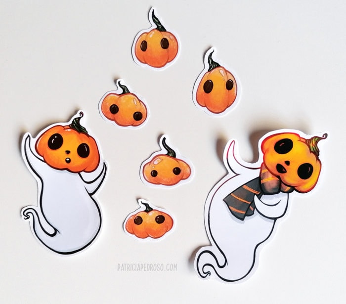 Pumpky halloween ghost sticker set