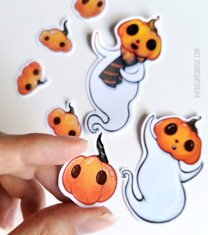 Pumpky halloween ghost sticker set